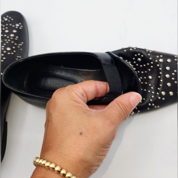 THE KOOPLES Leather Studded Loafers Western Moccasins Flats Black Retro Size 39 - Picture 8 of 16